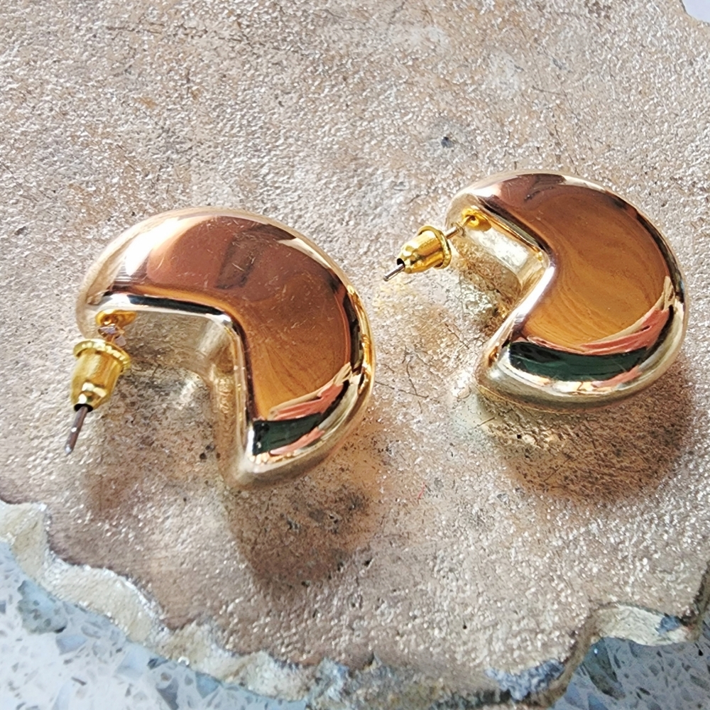 Chunky Gold Plated Circle Hoop Earrings